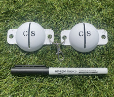 2x Personalised Golf Ball Stencil Line Marker with permanent marker 1 day ship!