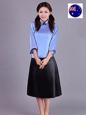 Women Chinese Asian Student Tops skirt Dress Party Cosplay Halloween Costume set