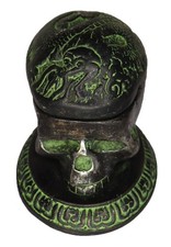 Human Skull Shape Ashtray  Paperweight Statue Handmade Metal Table Decor Figure