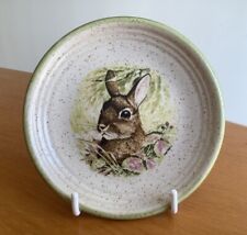 Vintage 1970s Purbeck Pottery Vitreous Stoneware 4.25” Plate “Rabbit Design” VGC