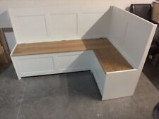 5'6X3'6 PAINTED SHAKER STYLE CORNER MONKS BENCH OAK SEAT SETTLE BESPOKE - IVORY