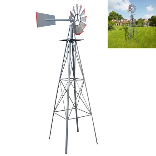 8ft grey windmill yard garden - windmill,