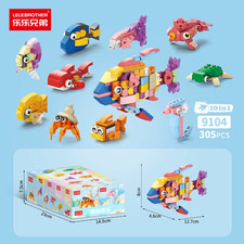 10 Toys In One! Sea Building Block Toy  Set – Build Crab, Goldfish, Turtle