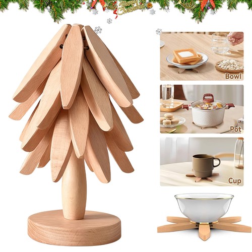 Wooden trivet set pads - wooden, 4
