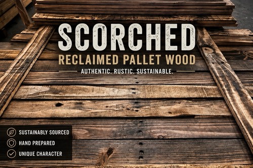 Reclaimed scorched pallet wood - pallet,