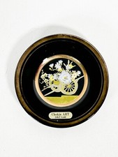 The Art Of Chokin Plate 24kt Gold Edge Flowers Cart Design | 4 Inch | Japan
