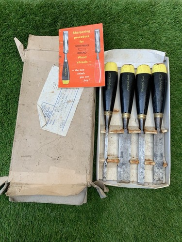 Vintage footprint wood chisels - vintage,