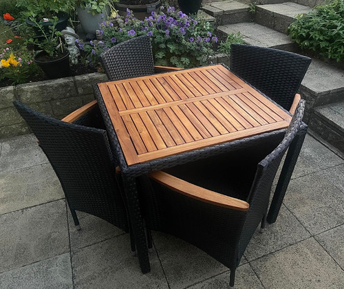Rattan dining set - rattan, 4