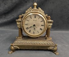 *For Repairs* Coral Japan Mantel Clock Roman Numerals Vintage Brass Ornate