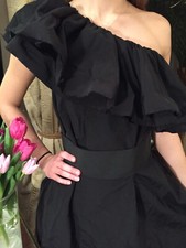 LANVIN H&M RARE BLACK RUFFLE ONE SHOULDER PARTY DRESS UK 16 2010