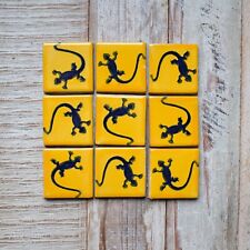 9 x  Ceramic Mexican Tiles Lizard Mostaza -  SMALL SIZE 5 x 5 cms