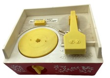 Vintage Fisher Price Music Box Record Player With 4 Discs WORKING.