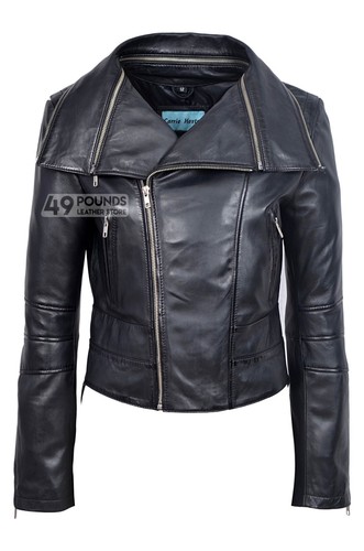 Ladies leather jacket black - ladies,