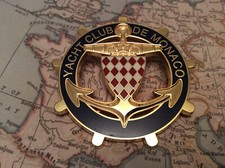 Yacht Club Monaco Monte Carlo Enamel Car Badge Gold 1