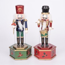 1 Wooden Nutcracker Music Box 30cm Clockwork Christmas Figurines Xmas Home Decor
