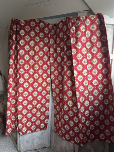 Vintage curtains red panels - curtains,