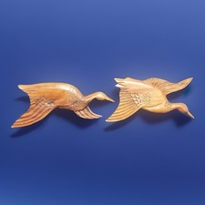 Lot Of 2, Carved Wood Flying Mallard Ducks Wall Decor MCM Philippines