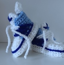 BABY CROCHET SHOES YOURS BABY'S NAME TRAINERS HANDMADE SNEAKERS Royal Blue Blye