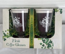 Two Irish Shamrock Irish Coffee Glasses by Shamrock Gift Co. of Ireland Unused!!