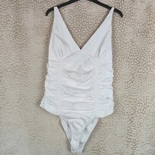 Zara Womens White Bodysuit Ruched Shirred Size XL Adjustable Straps V Neck NWOTS