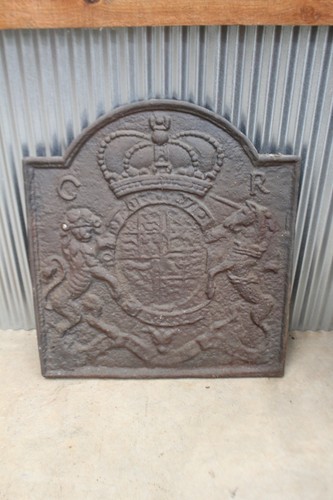 Antique cast iron fireback - cast,