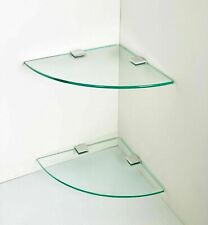 2 x Glass Corner Floating Storage shelves Shelf Bath Shop