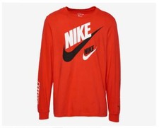 Nike “2 Futura” Long Sleeve T-Shirt Habanero Red Men's Small Medium Large XL 2XL