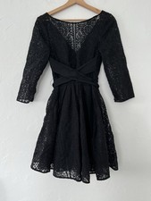 Tara Jarmon Women’s Lace Mini Dress Transparent 3/4 Sleeves Black Size 36 Uk 8