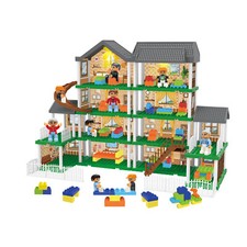 201pcs Dollhouse Playset Buildable Villa Mansion with Blocks & Accessories Kids