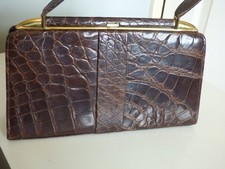 UNISLADE LONDON CROCODILE SKIN VINTAGE HAND BAG IN USED CONDITION WEAR ON HANDLE
