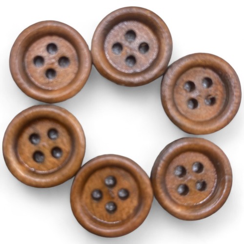 Brown wooden buttons - wooden,