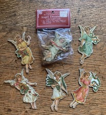 Vintage 1979 Merrimack Christmas Decorations Victorian Angels Gold Bundle x 11 