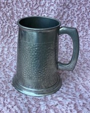 Vintage English Pewter Tankard FIAT Car Beaten Dimple Mug England Display Prop