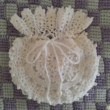 Crochet Lace Society Purse - Wedding Bag - Holy Communion Bag - Lined with Satin