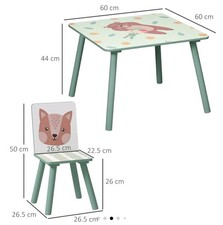 Kids Table & 2 Chairs Set |  Animal Wooden Toddler Desk for Playroom & Art