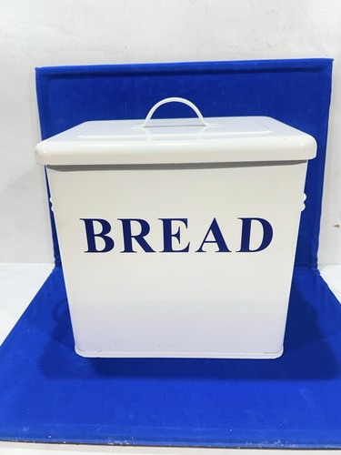 Vintage metal enamel bread bin - bread,