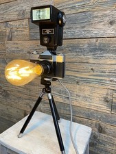 vintage camera lamp upcycled