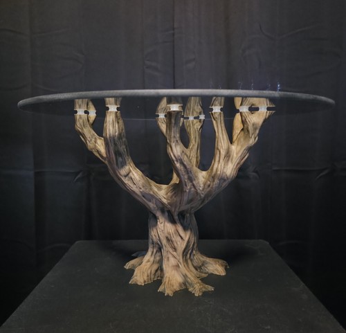 Rustic dead tree glass table - glass,