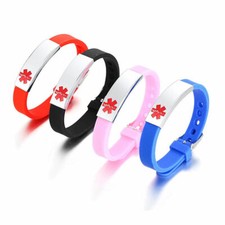 Medical Alert ID Bracelet Silicone Wristband Laser Engraving Personalized Gift