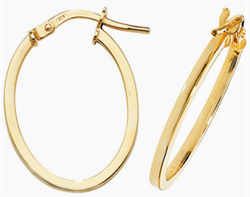 9ct gold earrings oval - , creole
