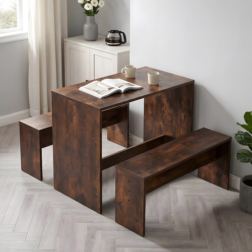 3pc wooden dining table and - 3pc,