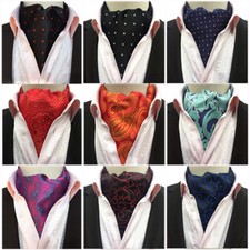 Mens Paisley Polka Dot Floral Necktie Scarves Ascot Wedding Party Necktie