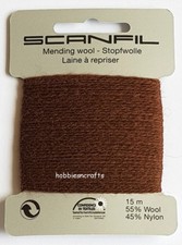 BROWN Scanfil Thread For Darning & Mending 55% Wool 45% Nylon 15 Metres
