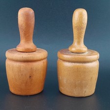 Two Antique Carved Wood Butter