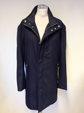 ZARA NAVY BLUE HIGH NECK ZIP & POPPER FRONT LONG SLEEVED COAT SIZE XL