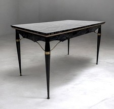 VINTAGE RETRO FORMICA BLACK BRASS ITALIAN EXTENDING KITCHEN DINING TABLE 1950s