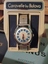 Vintage BULOVA Caravelle Electronic Set-O-Matic Day/Date Mens Watch w/Box & Tags
