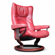 Vintage Ekornes Stressless Leather Recliner Swivel Arm Chair