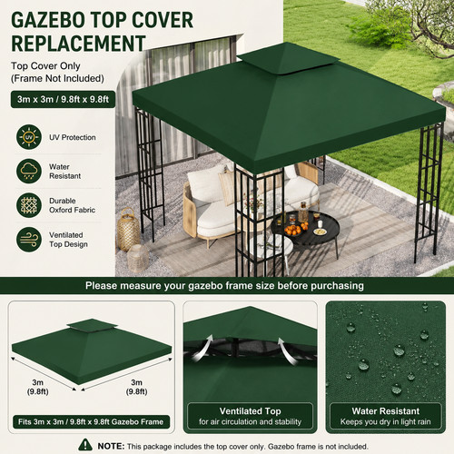 3x3m gazebo replacement roof - 3x3m,