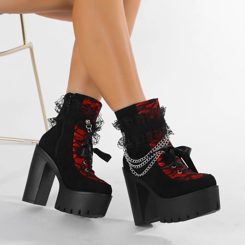 Gothic lace ankle boots - gothic,
